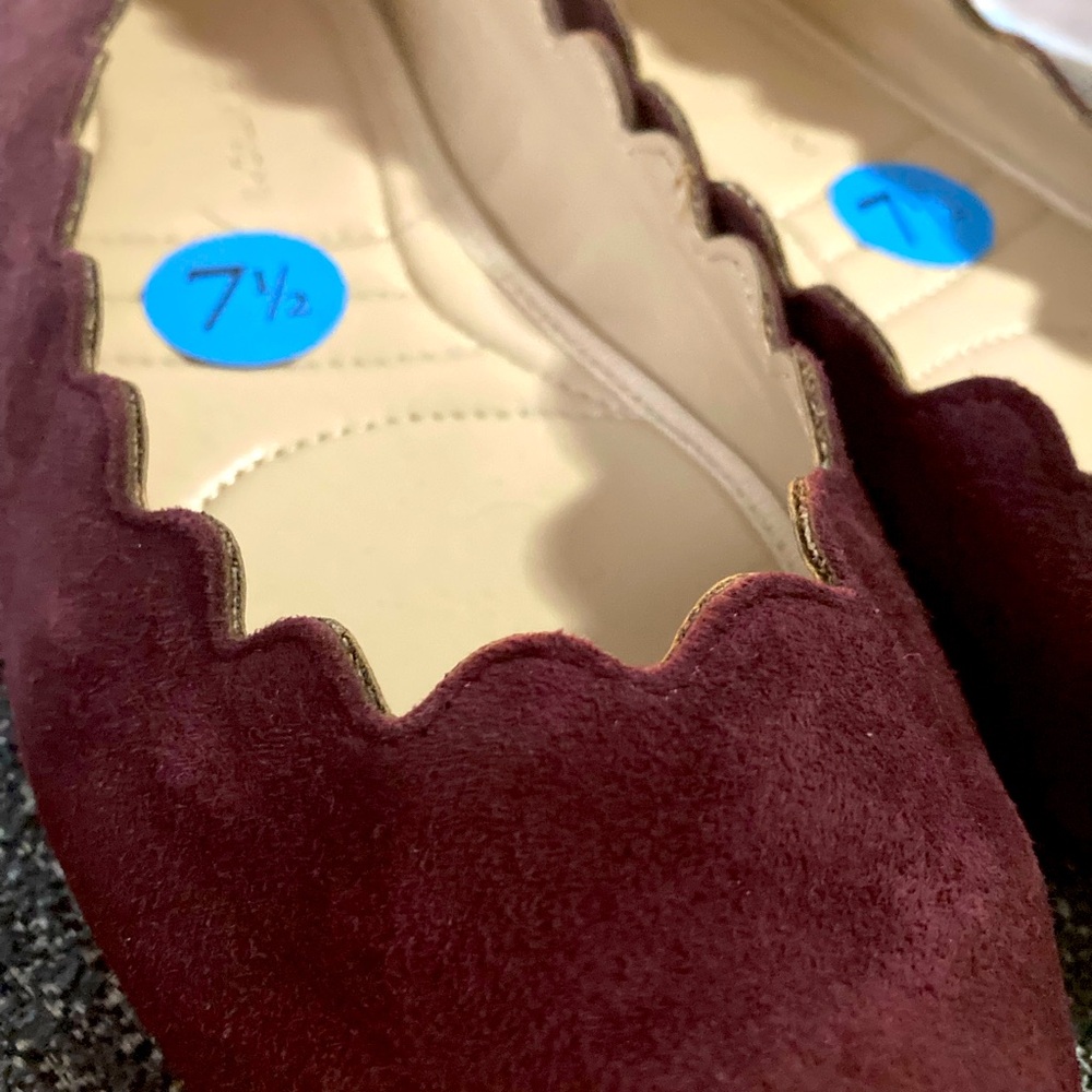 ADRIENNE VITTADINI Womens Wine Color, Scalloped‎ Edge Pointed Toe 7.5M